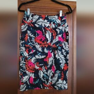 LuLaRoe Multicolor Feather Print  Cassie Pencil Skirt